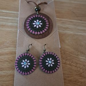 Handcrafted Fish hook Earrings / Necklace set